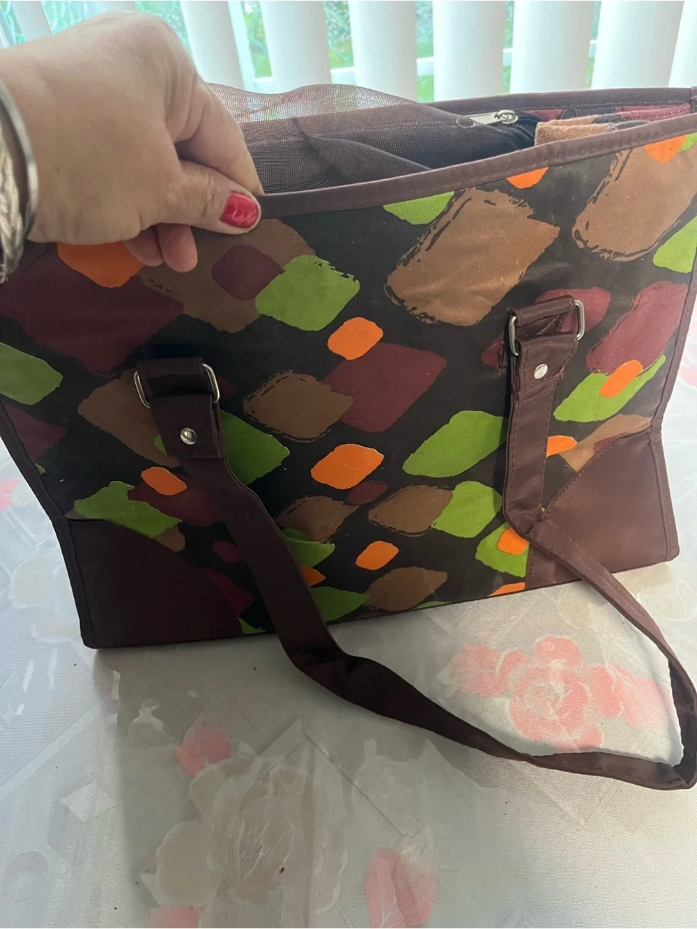 Whisker City Pet Carrier Tote - Multicolor Diamond Print